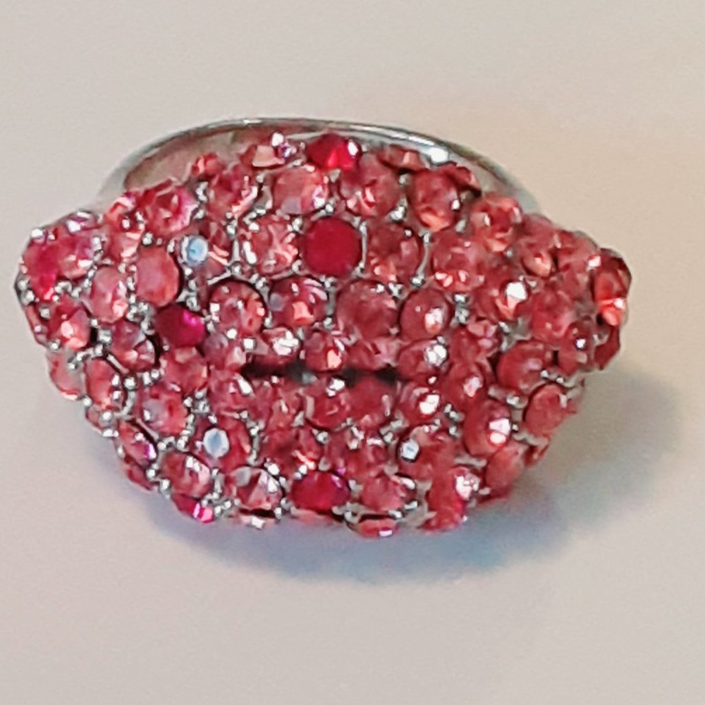 pink crystal  lip ring